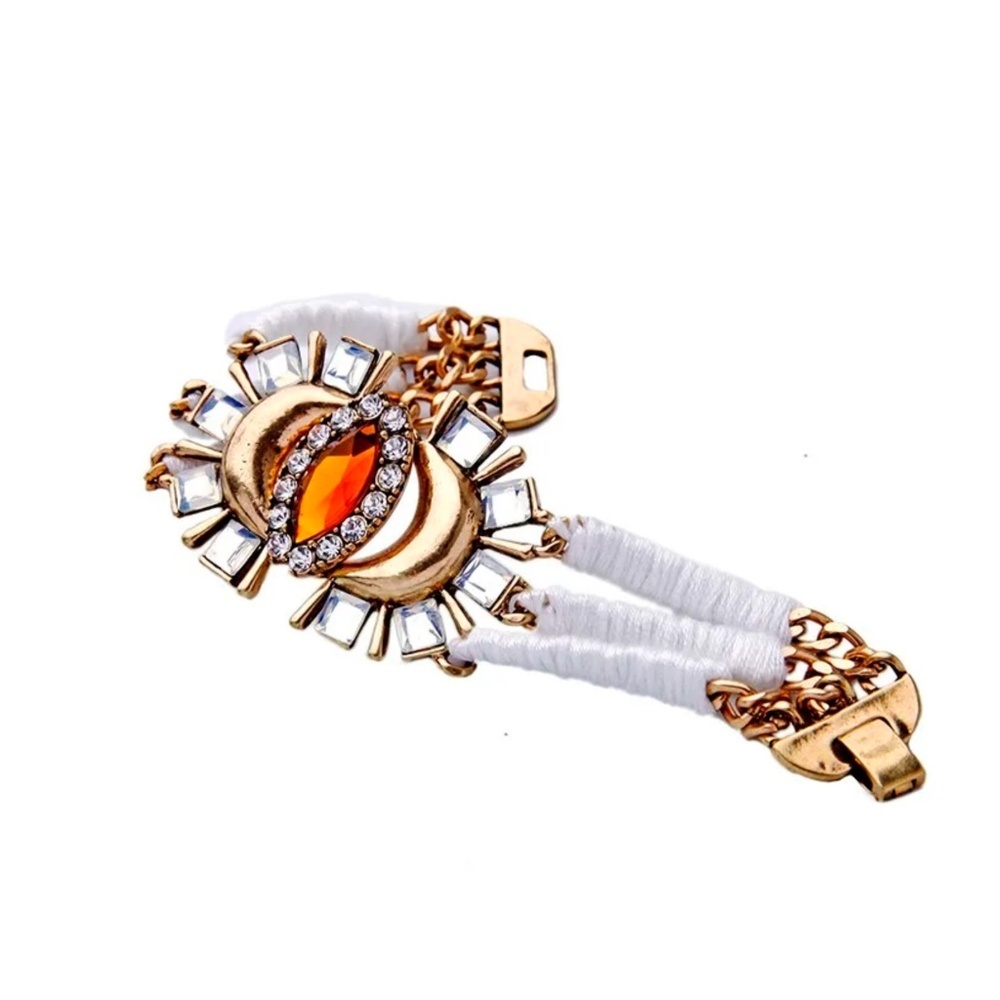 Celestial Eye White Multi-Strand Bracelet with Gold & Resin Accents